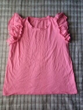 Pink Ruffle Sleeve Short Sleeve Tee